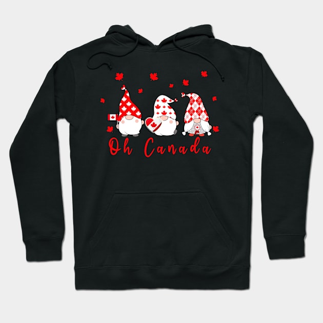 Patriotic Gnome Maple Leaves Happy Canada Day, Oh Canada Hoodie by PaulAksenov